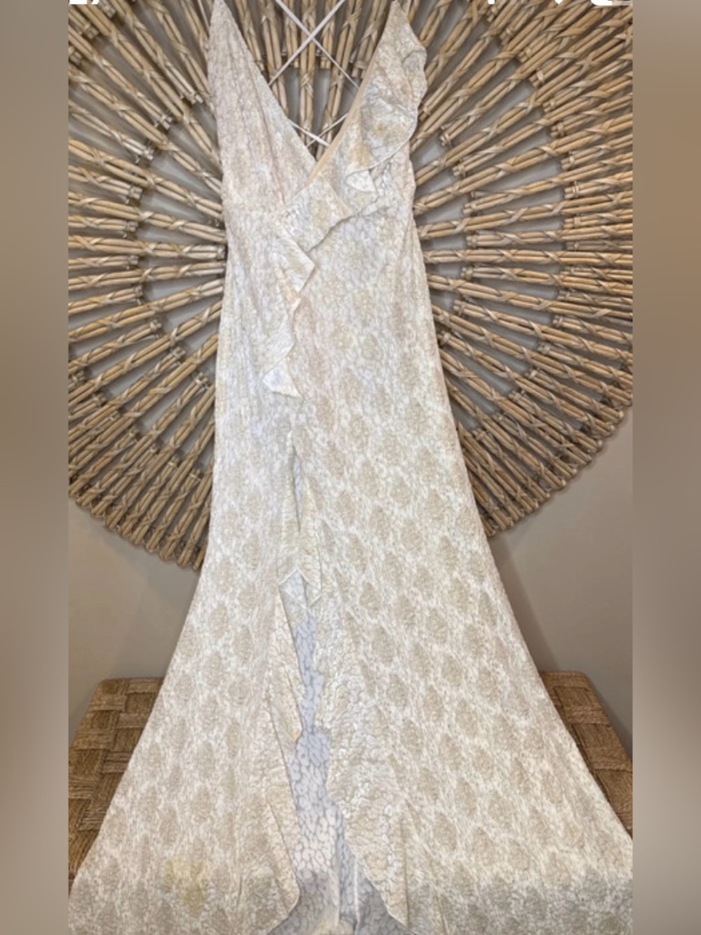 12th Tribe cream  Textured Lightweight dress with attached bodysuit beneath